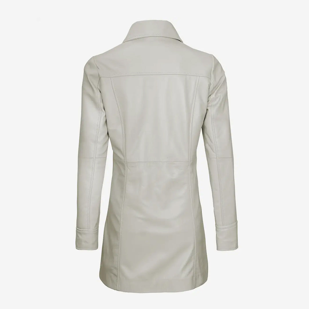 Women's Real Off White Car Leather Coat