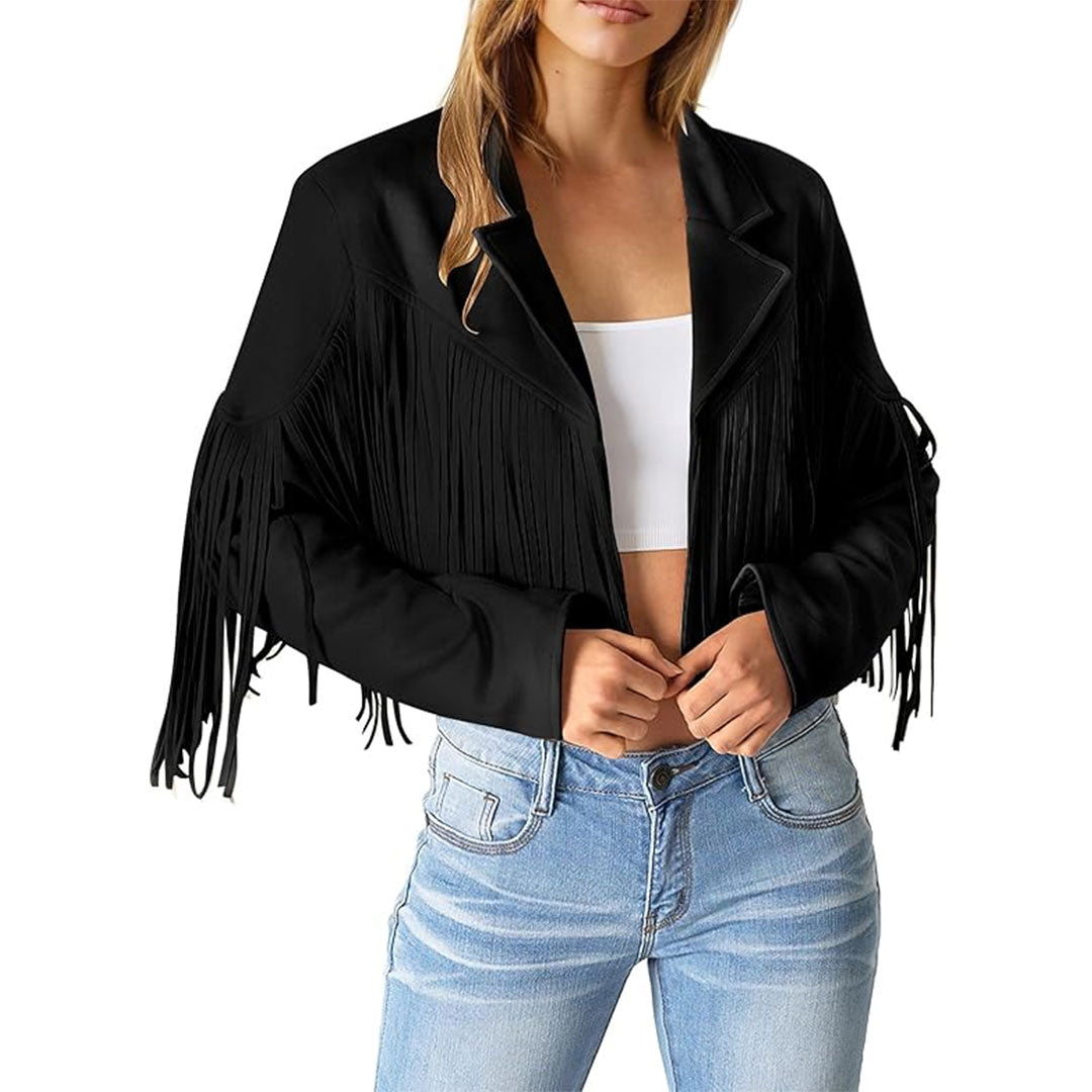 Women's Moto Fringe Suede Leather Jacket