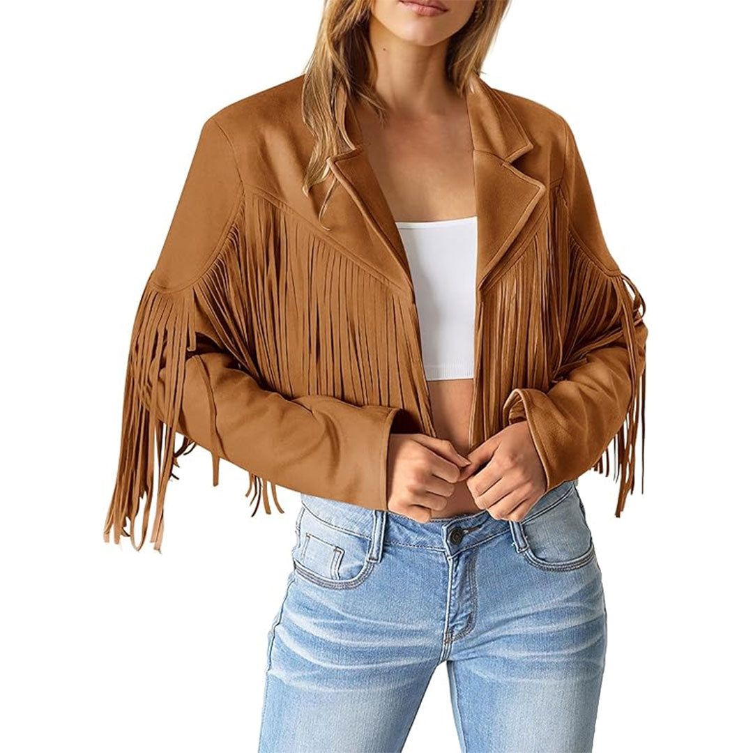 Women's Moto Fringe Suede Leather Jacket