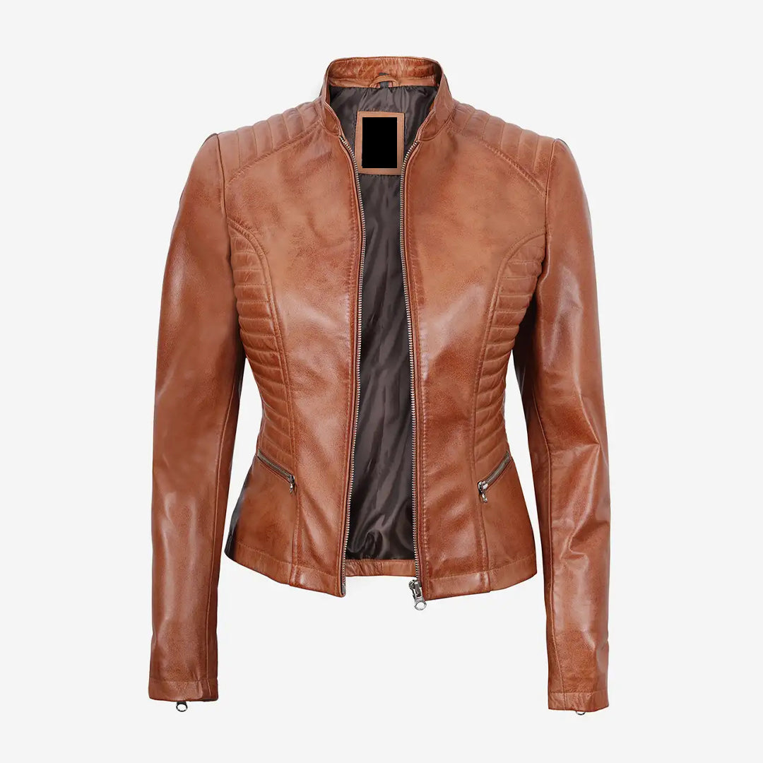 Women's Rachel Slim Fit Tan Lambskin Leather Jacket